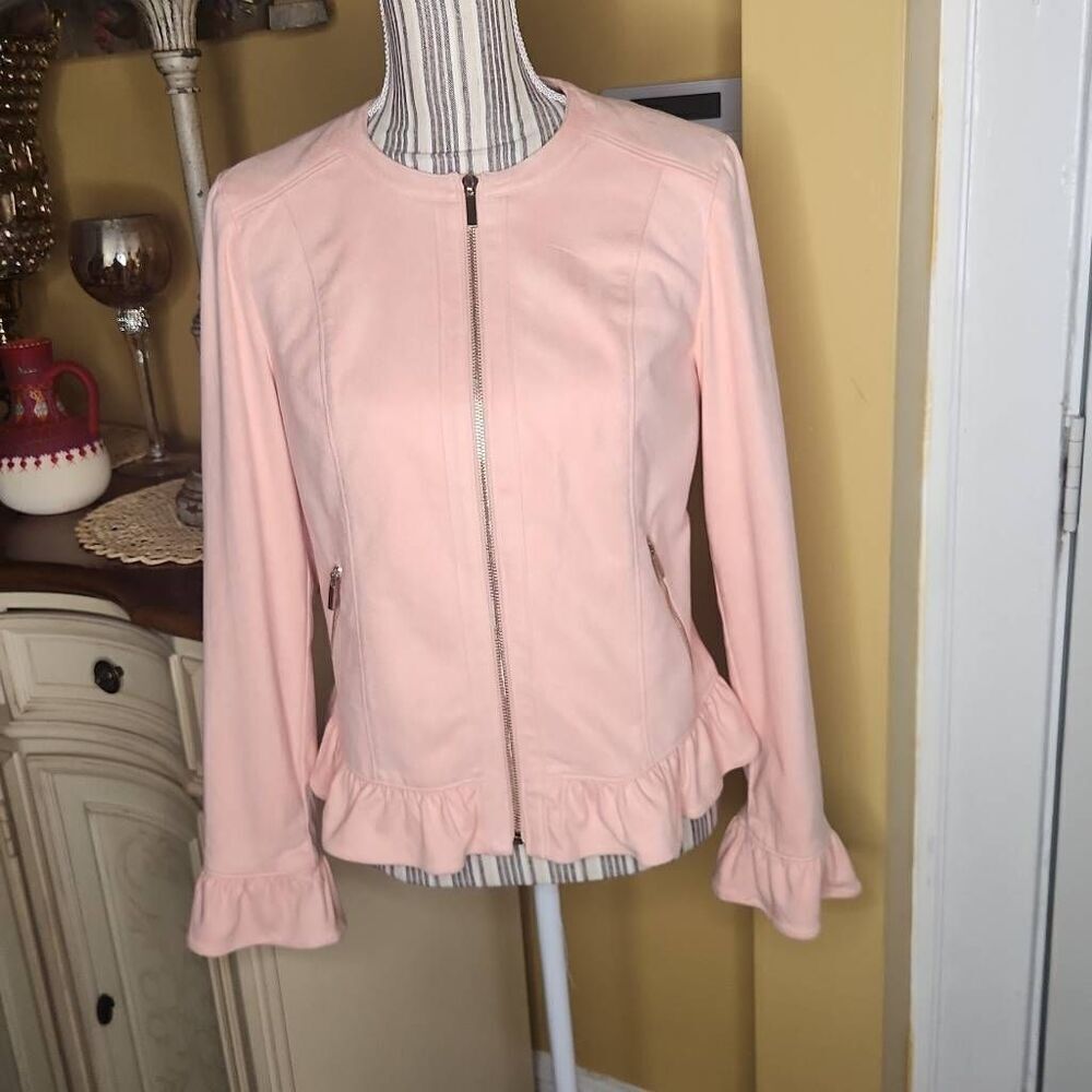 The limited collection peachy pink ruffle jacket women's size 2